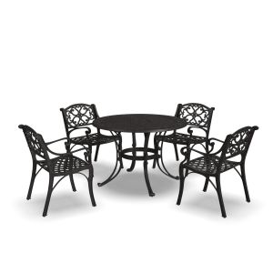 Sanibel Bronze 42" Round 5 Piece Outdoor Dining Set with 4 Arm Chairs