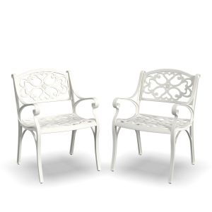 Sanibel White Outdoor Arm Chairs, Set of 2
