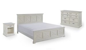 Seaside Lodge Off-White King Bed, Nightstand and Chest