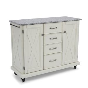 Seaside Lodge Off White Kitchen Cart with Granite Top