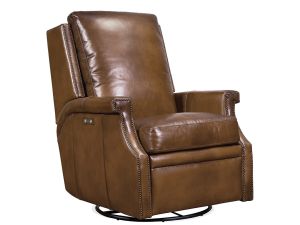 Collin Checkmate Pawn Leather Swivel Glider Power Recliner