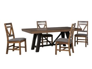 Loft Brown Rectangular Dining Table w/4 Upholstered Side Chairs