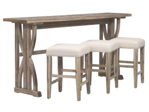 Fairview Ash Sofa Console w/3 Counter Stools