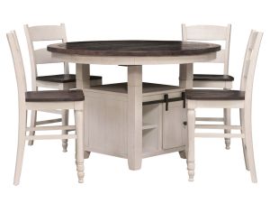 Madison County 5 Piece Adjustable Height Dining Set - Table & 4 Ladderback Stools