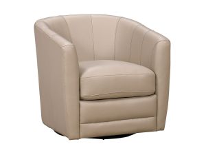 Eastwood Beige 100% Leather Swivel Chair