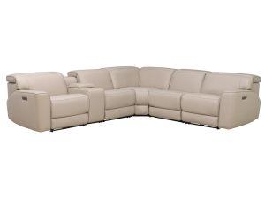 Skyway Light Grey Leather 6 Piece Power Reclining Sectional 