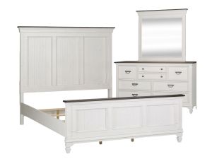 Allyson Park White 3 Piece Bedroom Set w/Panel Bed, Dresser & Mirror