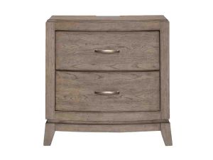 Avalon Burnished Beige 2 Drawer Nightstand w/ Charging Station