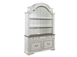 Magnolia Manor Antique White Credenza & Hutch