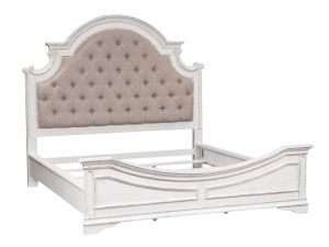 Magnolia Manor Antique White Upholstered Panel Bed