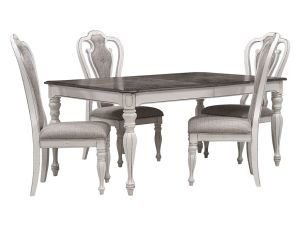 Magnolia Manor White 5 Piece Rectangular Table Set with Upholstered Chairs