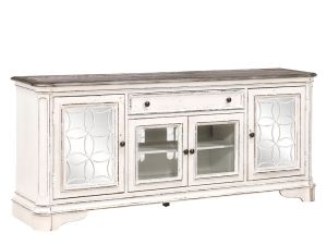 Magnolia Manor Antique White 74-Inch Entertainment TV Stand