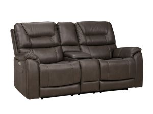 Drake Smoke Zero Gravity Triple Power Console Loveseat w/ Power Headrest & Lumbar 