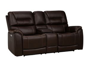 Drake Walnut Zero Gravity Triple Power Reclining Console Loveseat w/ Headrest & Lumbar