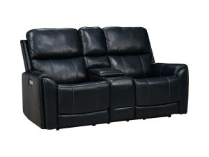 Rainier Ocean Leather Zero Gravity Triple Power Reclining Console Loveseat