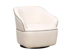 Damen White 100% Leather Swivel Chair