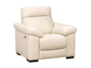 Estremo Cream 100% Leather Dual Power Reclining Chair