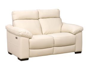 Estremo 64" Cream 100% Leather Power Reclining Loveseat