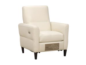 Cream 100% Leather Power Recliner