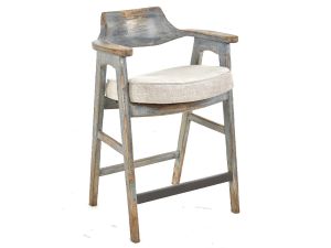 Wagner Distressed Blue/Anew Grey Cushioned Counter Height Stool