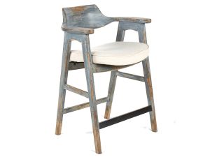 Wagner Distressed Blue/Sand Cushioned Counter Height Stool