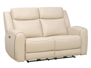 Relax Ave Deltona Moonshine Leather Dual Power Reclining Loveseat