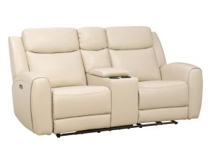 Relax Ave Deltona Moonshine Leather Dual Power Reclining Console Loveseat