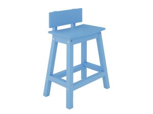 Summer Blue Outdoor Counter Height Saddle Stool w/Back