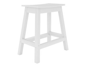 White Outdoor Counter Height Saddle Stool