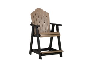 Black & Weatherwood Scallop Back Counter Height Outdoor Dining Chair  