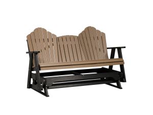 Black & Weatherwood Scallop Back 5’ Outdoor Glider w/Console