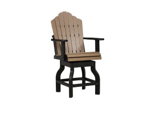 Black & Weatherwood Scallop Back Counter Height Outdoor Swivel Dining Chair