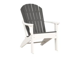 White & Slate Grey Fan Back Fixed Outdoor Adirondack Chair