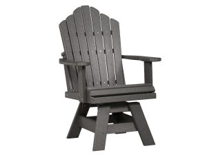 Slate Grey Scallop Back Outdoor Swivel Dining Chair