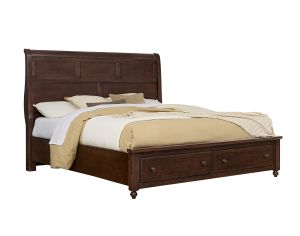 Vista Warm Cherry Sleigh Storage Bed