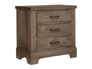 Cool Rustic Stone Grey 3 Drawer Nightstand