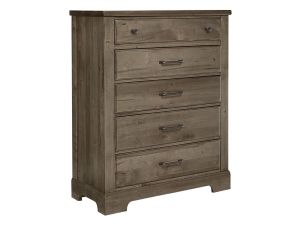 Cool Rustic Stone Grey 5 Drawer Chest 