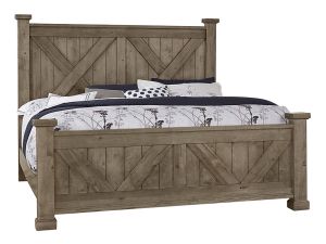 Cool Rustic Stone Grey  X Bed w/X Footboard