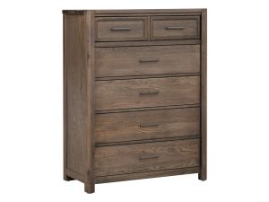 Crafted Oak Aged Grey 5 Drawer Chest