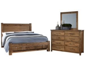 Dovetail Natural Poster 6 x 6 Bed w/Dresser & Mirror