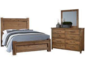 Dovetail Natural Poster Bed w/Dresser & Mirror