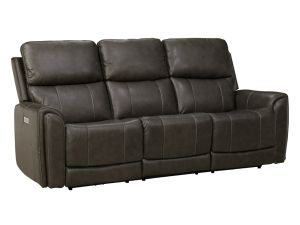 Rainier Steel Leather Zero Gravity Triple Power Reclining Sofa