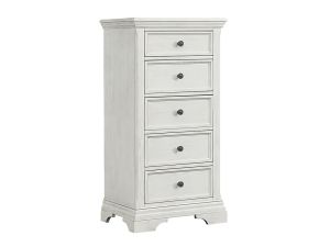 Olivia Brushed White 5 Drawer Pier Chest