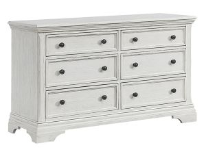 Olivia Brushed White 6 Drawer Dresser