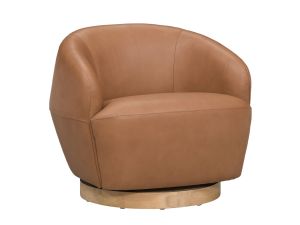 Aline Butternut Leather Swivel Barrel Chair