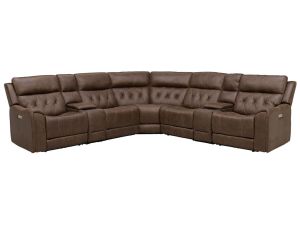 Anniston Canyon Walnut 7 Piece Power Reclining Sectional w/Power Lumbar & Headrests