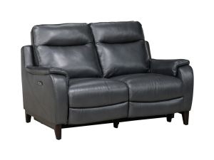 Chesapeake Blue Leather Power Reclining Loveseat w/Power Headrests