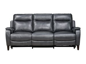 Chesapeake Blue Leather Power Reclining Sofa w/Power Headrests