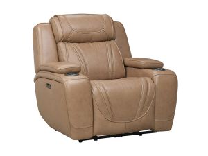 Jet Set York Sand leather Zero Gravity Power Recliner w/Power Headrest