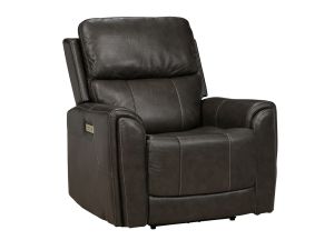 Rainier Steel Leather Zero Gravity Power Recliner w/Power Headrest & Lumbar